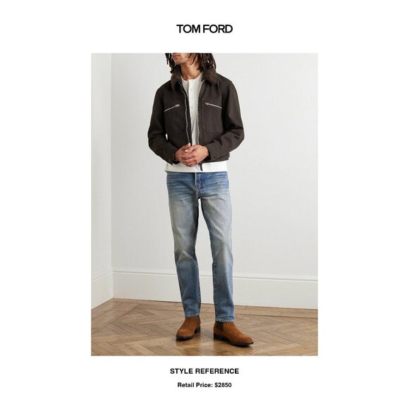 TOM FORD Bedford Shearling Trucker Jacket Brown Size M - Picture 2 of 16